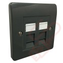 Excel Cat5e Grey Office Single Faceplate with 2x RJ45 Module 