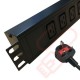6 Way IEC (C19) Socket Horizontal PDU with UK Plug