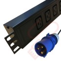 6 Way IEC (C19) Socket Horizontal PDU with 16 Amp Commando Plug