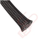 50 Metre Black - Halogen Free Braid Sleeving 8-17mm (25mm Flat)