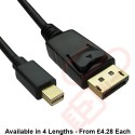 Mini Display Port Male to Display Port Male Black