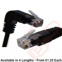 Cat5e Patch Cables Right Angle 'UP' to Straight RJ45 UTP Flush Booted Black