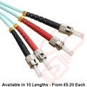 OM3 ST to ST Fibre Patch Cables Multimode Duplex Aqua Blue