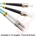 OM3 LC to ST Fibre Patch Cables Multimode Duplex Aqua Blue