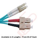 OM4 LC to SC Fibre Patch Cables Multimode Duplex Aqua Blue