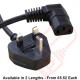 UK Plug (13 Amp) to C13 Angled Right High Grade 1mmSq PVC Power Cables Black
