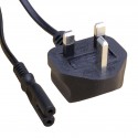 UK Mains Plug to Figure of 8 C7 Connector (3 Amp Plug)