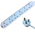 6 Way UK Socket Extension Cables with UK Trailing Plug